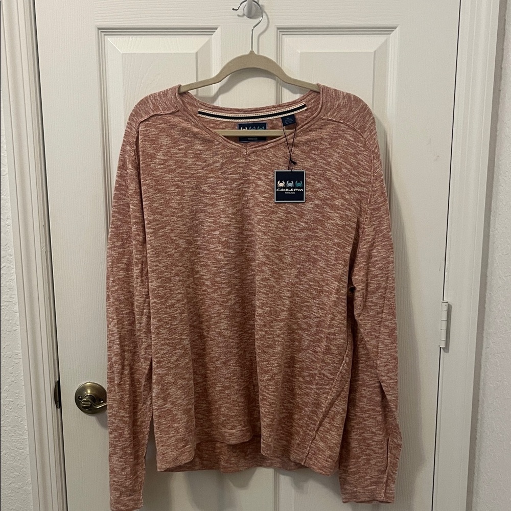 Charleston Threads v neck Heathered Red Sweater